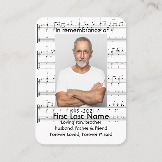 Memorial Service Invite Music Notes background 名刺 (裏面)