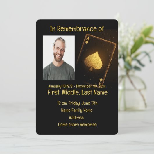 Memorial Service Invite Poker Card Game  招待状 (スタンド正面)