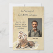 Memorial Service Invite Watercolor Seals Animals 招待状 (正面)