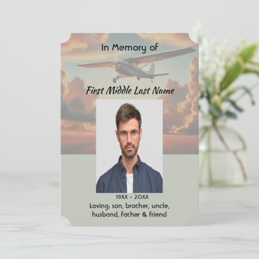 Memorial Service Pilot Airplane Flying Sunset 招待状 (スタンド正面)