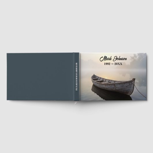 Memorial Service Rustic Rowboat On a Calm Lake ゲストブック (全面)