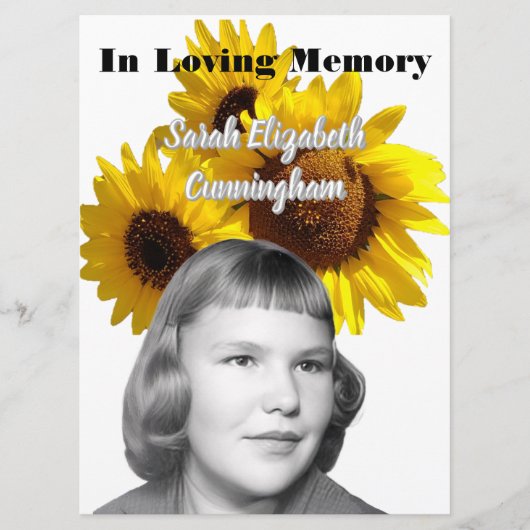 Memorial Service Sunflower Photo Program プログラム (正面)