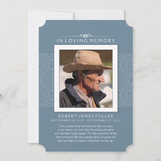 Memorial Thank 王室の You Blue写真 招待状 (正面)