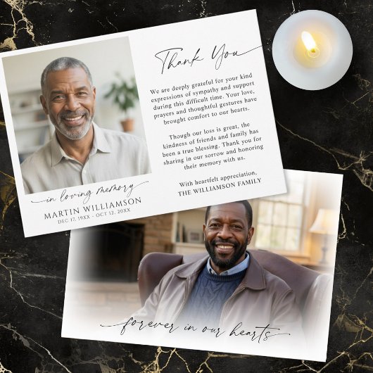 Memorial Thank You 2 Photo In Loving Memory Script サンキューカード