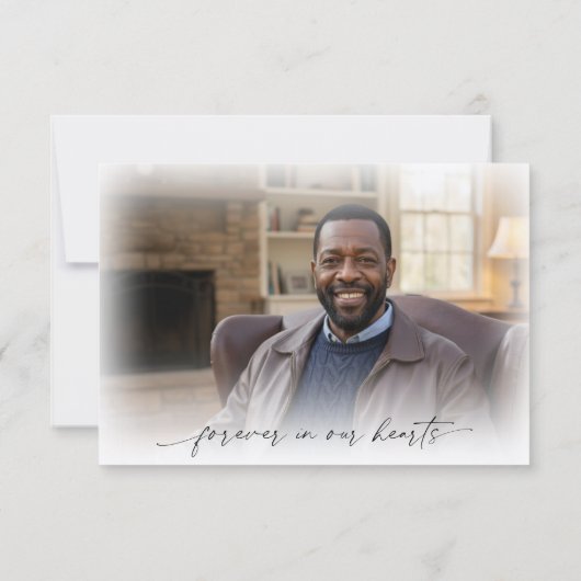 Memorial Thank You 2 Photo In Loving Memory Script サンキューカード (裏面)