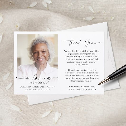Memorial Thank You In Loving Memory Photo サンキューカード