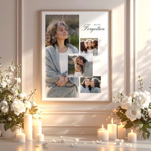 Memorial Tribute Photo Collage Bereavement Gift ポスター