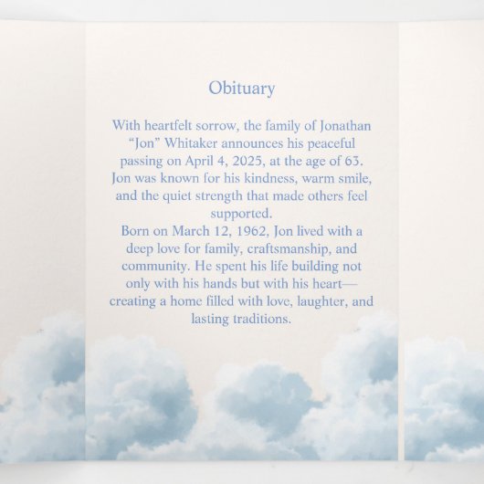 Memorial Trifold Funeral Template 三つ折り招待状 (内部中)