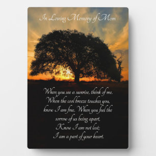 Memorial with Spiritual Poem And Oak Tree フォトプラーク