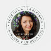 Memorial Your Life賛美の写真モダン メタルオーナメント (裏面)