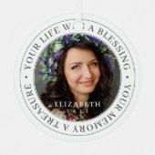 Memorial Your Life賛美の写真モダン メタルオーナメント (正面)