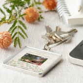 memoriamの写真のkeychainのピンクの緑の花柄 キーホルダー (側面)