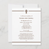 Memoriamの十字架像の十字の死の通知の写真 招待状 (裏面)