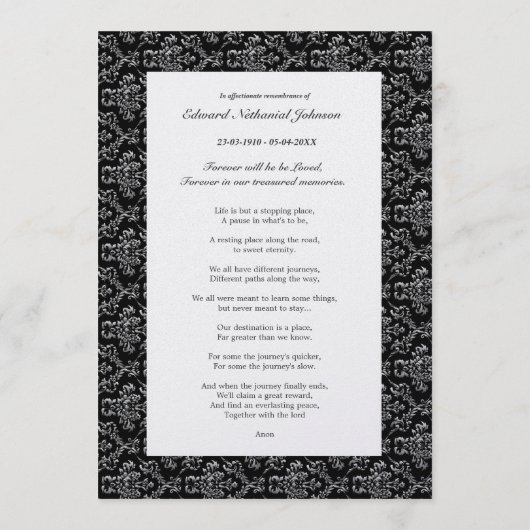 Memoriamの愛情のある記憶金ゴールドの天国の詩の写真 プログラム (裏面)