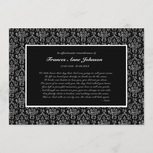 Memoriamの記憶の葬儀の追悼の写真 プログラム (裏面)