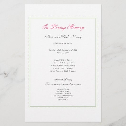 Memoriam愛するメモリの中で葬儀の写真の手を出す チラシ (裏面)