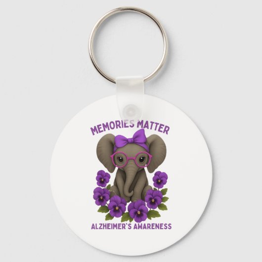 Memories Heimer's Awareness Purple Elephant Flower キーホルダー (正面)