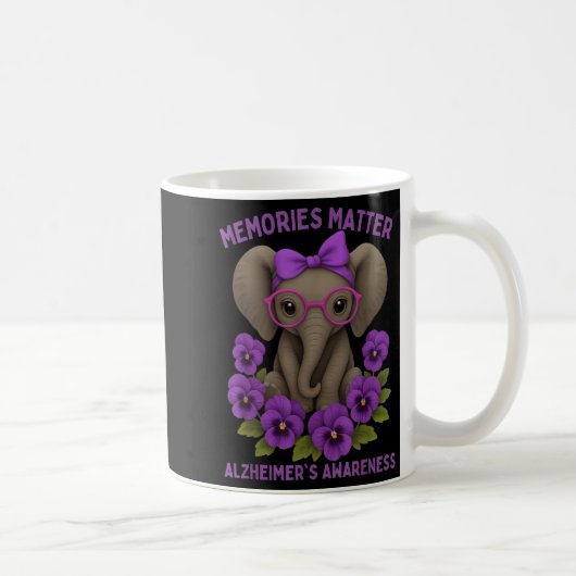 Memories Heimer's Awareness Purple Elephant Flower コーヒーマグカップ (右)