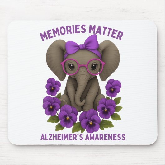 Memories Heimer's Awareness Purple Elephant Flower マウスパッド (正面)
