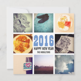 Memories Instagram Photo Collage 2016ブルーホワイト シーズンカード