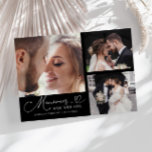 Memories Made With Love Wedding Black Multi Photo サンキューカード<br><div class="desc">Modern and elegant wedding thank you photo card featuring a text that says "Memories made with love." You can add another photo on the back with a message. Black.</div>
