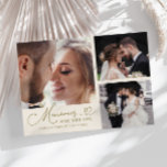 Memories Made With Love Wedding Cream Multi Photo サンキューカード<br><div class="desc">Modern and elegant wedding thank you photo card featuring a text that says "Memories made with love." You can add another photo on the back with a message. Cream.</div>