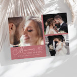 Memories Made With Love Wedding Pink Multi Photo サンキューカード<br><div class="desc">Modern and elegant wedding thank you photo card featuring a text that says "Memories made with love." You can add another photo on the back with a message. Pink.</div>