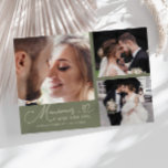 Memories Made With Love Wedding Sage Green Photo サンキューカード<br><div class="desc">Modern and elegant wedding thank you photo card featuring a text that says "Memories made with love." You can add another photo on the back with a message. Sage green.</div>