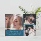 Memories Made With Love Wedding Teal Multi Photo サンキューカード (スタンド正面)