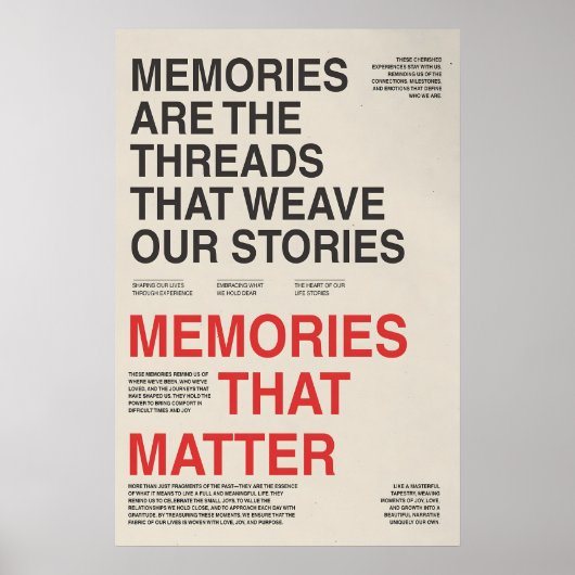 Memories Typography Poster Sentimental Wall Art ポスター (正面)