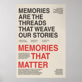 Memories Typography Poster Sentimental Wall Art ポスター