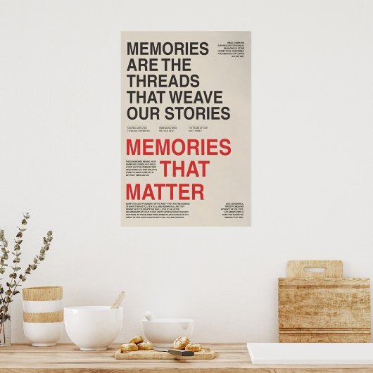 Memories Typography Poster Sentimental Wall Art ポスター (キッチン)