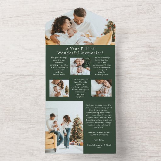Memories Year In Reviewフォトコラージホリデーカード オールインワン招待状 (内側)