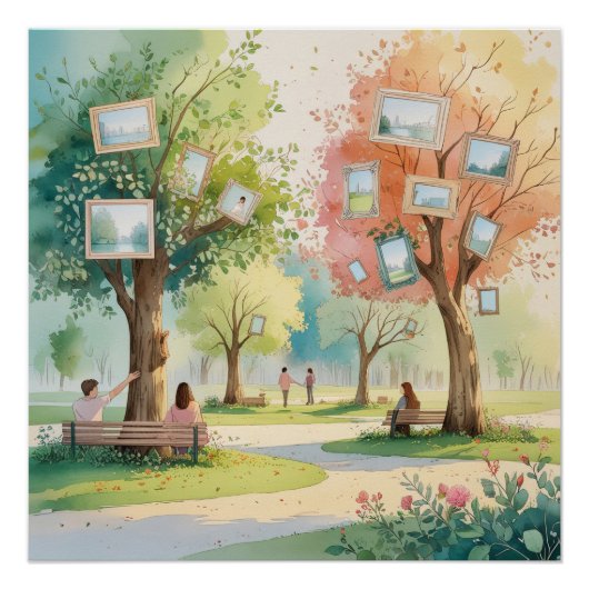Memory Park – 情感を込めた水彩画アート ポスター (正面)