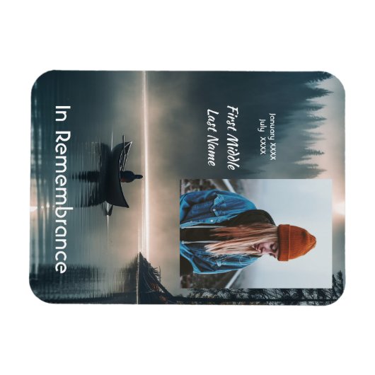 Memory Remembrance Keepsake Wilderness Lake Canoe マグネット (横)