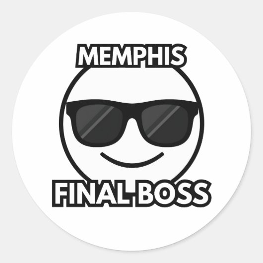 Memphis Final Boss Cool Emoji Sticker ラウンドシール (正面)