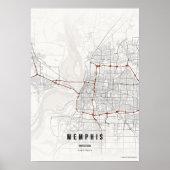 Memphis Map Print Tennessee Poster Wall Art Gift ポスター (正面)