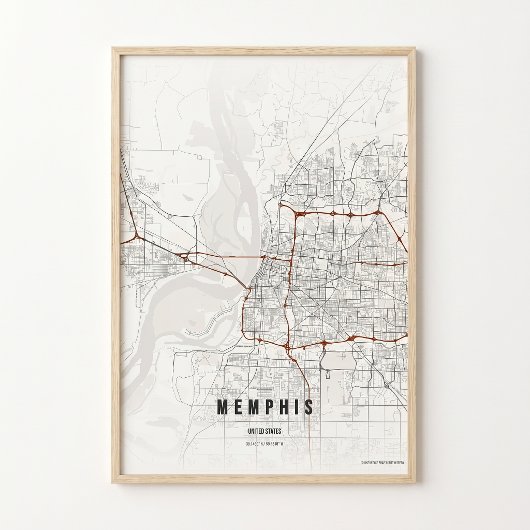 Memphis Map Print Tennessee Poster Wall Art Gift ポスター