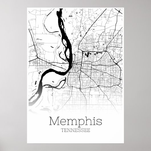 Memphis Map - Tennessee - City Map Poster ポスター (正面)