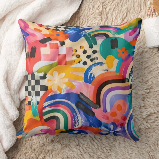Memphis Pattern Pillow クッション (ブランケット)
