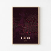 Memphis Ruby Map Print Tennessee Poster Wall Art  ポスター