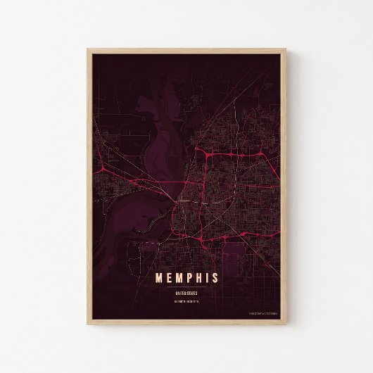 Memphis Ruby Map Print Tennessee Poster Wall Art  ポスター