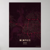 Memphis Ruby Map Print Tennessee Poster Wall Art  ポスター (正面)