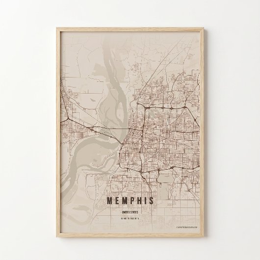 Memphis Rustic Map Print Tennessee Poster Wall Art ポスター