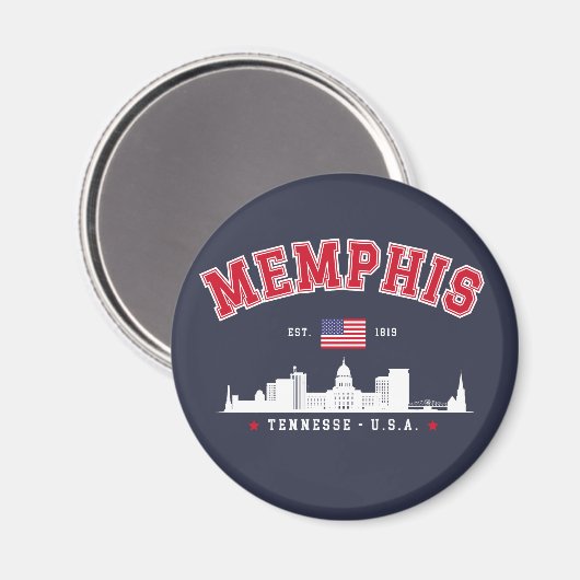 Memphis Skyline – Est. 1819 Southern Pride" マグネット (正面/裏面)