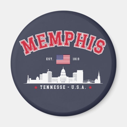 Memphis Skyline – Est. 1819 Southern Pride" マグネット (正面)