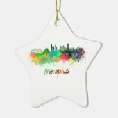 Memphis skyline in watercolor セラミックオーナメント (左)