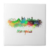 Memphis skyline in watercolor タイル (正面)