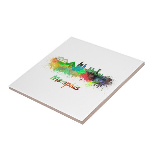 Memphis skyline in watercolor タイル (側面)