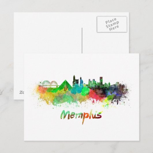 Memphis skyline in watercolor ポストカード (正面/裏面)